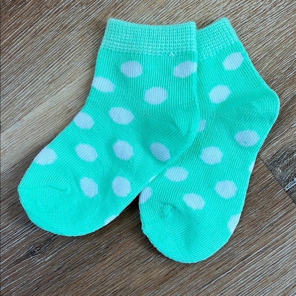 Source Unknown Other - Polka Dot Baby Socks - Mint Green and White NWOT Size 9-12 Months